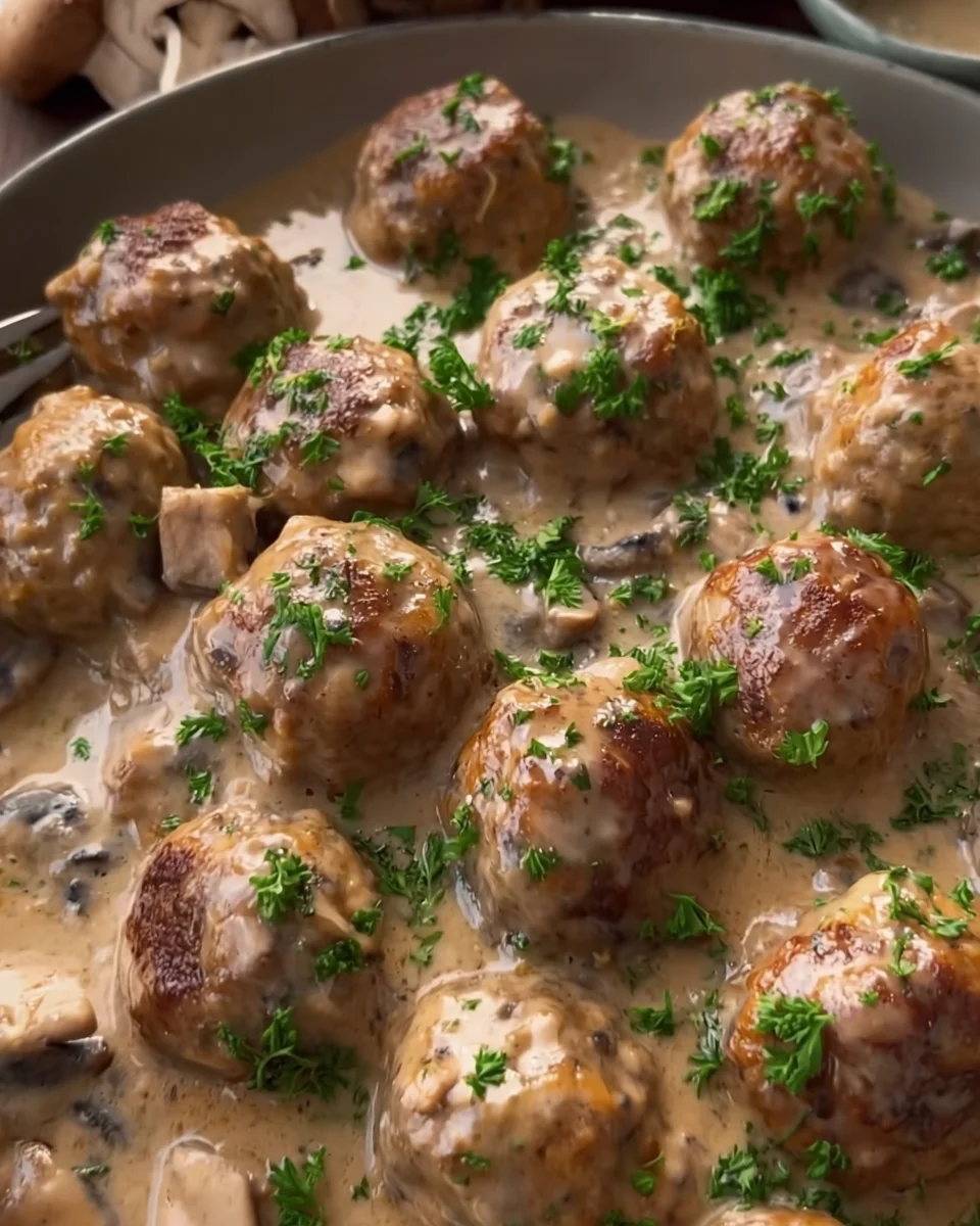 Creamy Turkey Meatballs with Mushroom Sauce Creamy