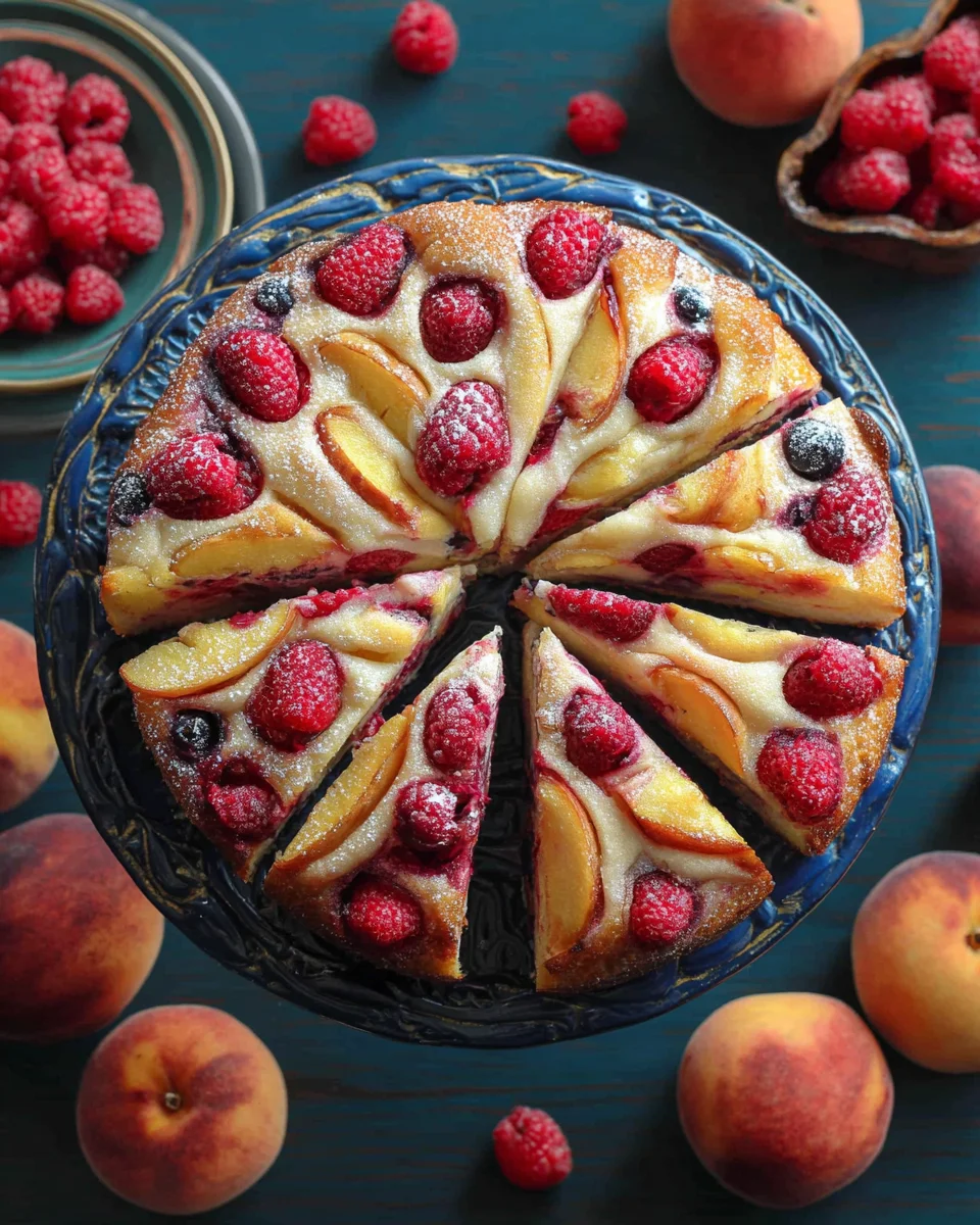 raspberry peach cake raspberry