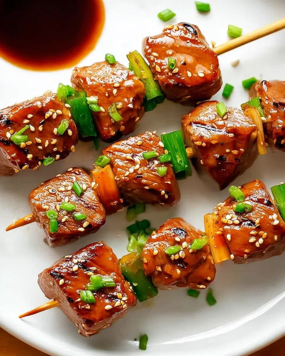 Asian Garlic Steak Skewers Asian