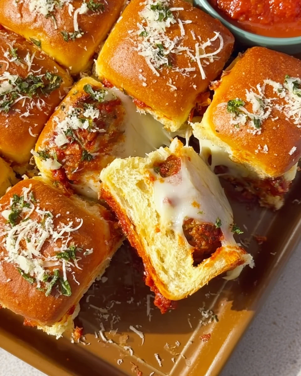 Pull-Apart Meatball Sliders with Garlic Parmesan Butter Pull-Apart