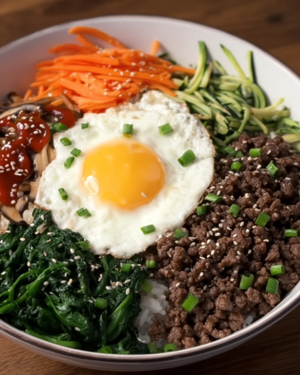 Bibimbap with Ground Beef Bibimbap