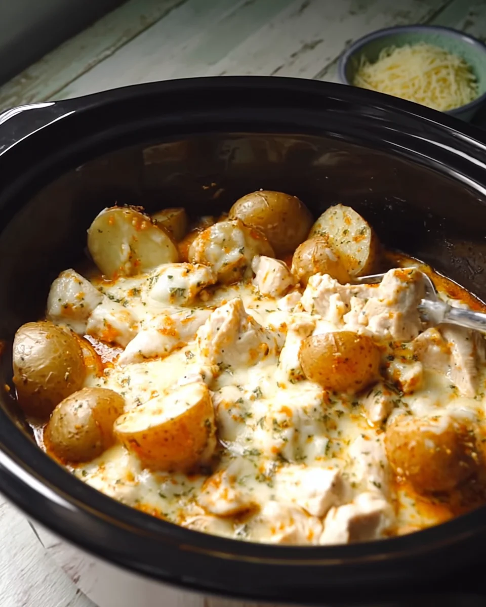 Slow Cooker Parmesan Garlic Chicken and Potatoes Slow