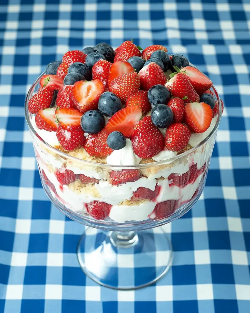 Red, White and Blue Strawberry Shortcake Trifle