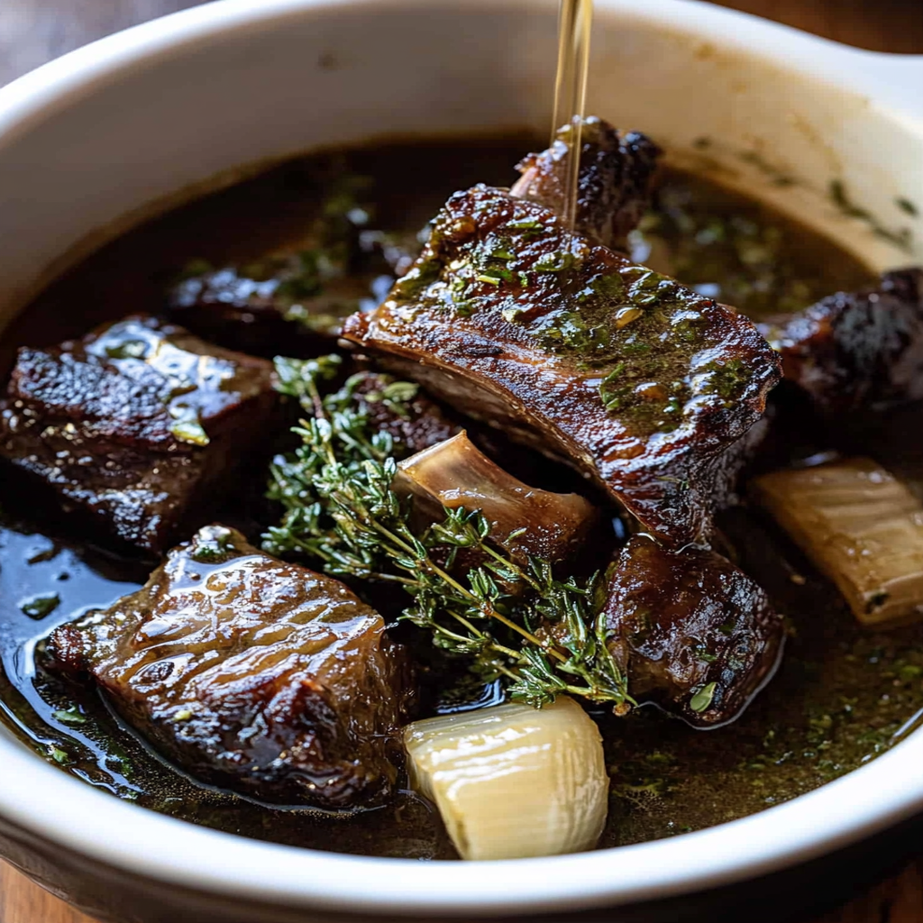 Braised Short Ribs In Creamy Herb Sauce Serving and storing