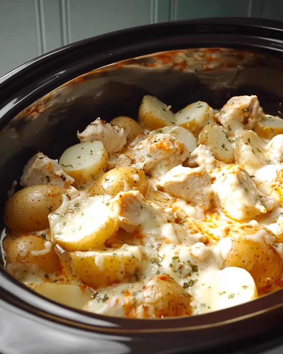 Slow Cooker Parmesan Garlic Chicken and Potatoes Slow