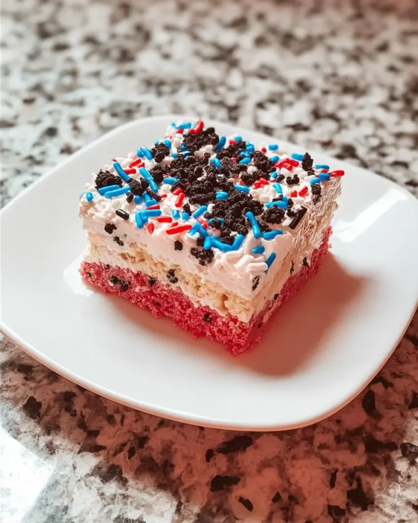 No Bake Fireworks Oreo Cheesecake bars