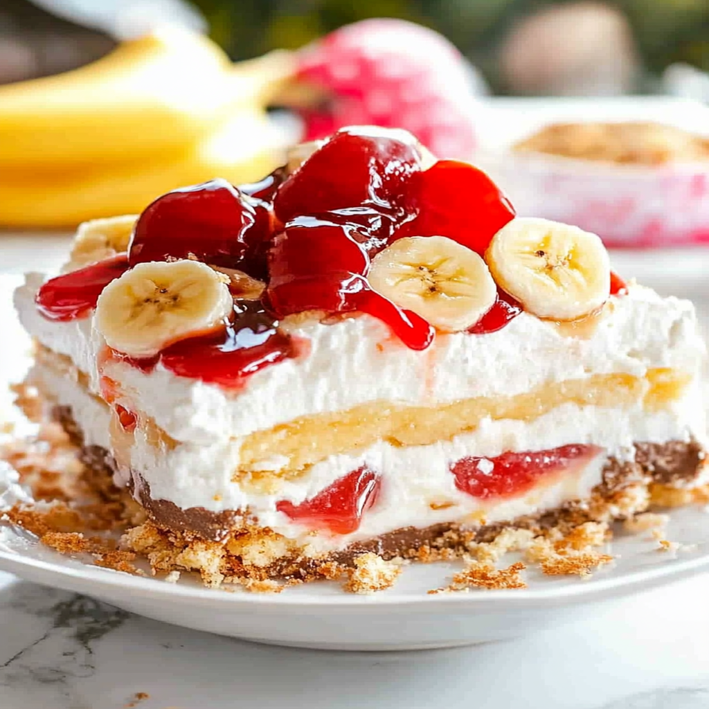 No Bake Banana Split Dessert Recipe preparation
