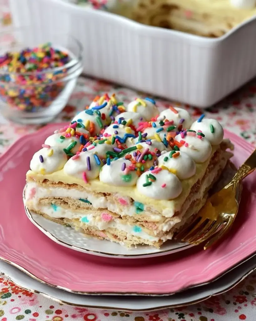 No-Bake Funfetti Cake Delight No-Bake Funfetti Cake Delight
