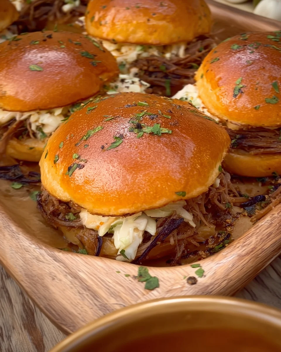 Garlic Pulled Beef Sliders Garlic