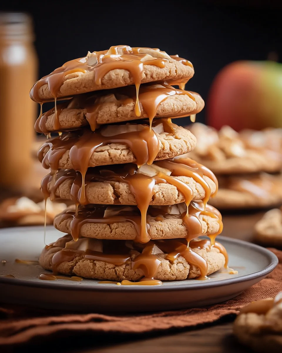 Caramel-Drizzled Apple Cinnamon Cookies Caramel-Drizzled