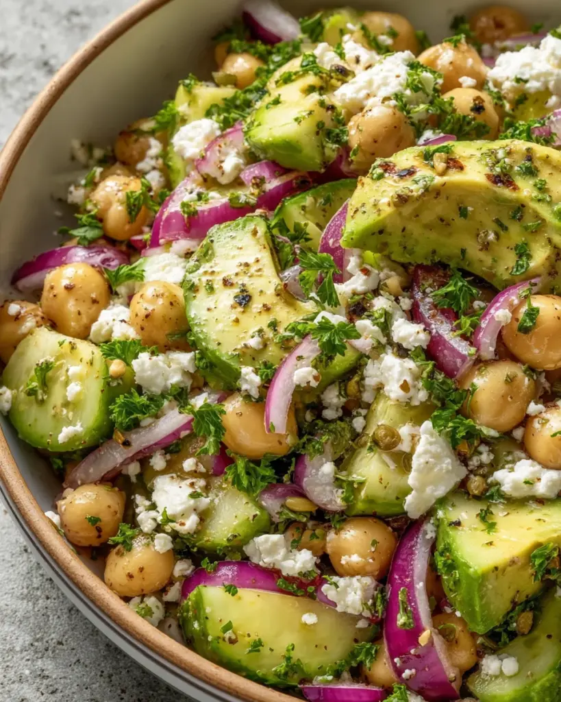 Chickpea Feta Avocado Salad
