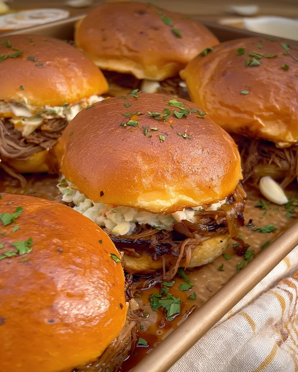 Garlic Pulled Beef Sliders Garlic