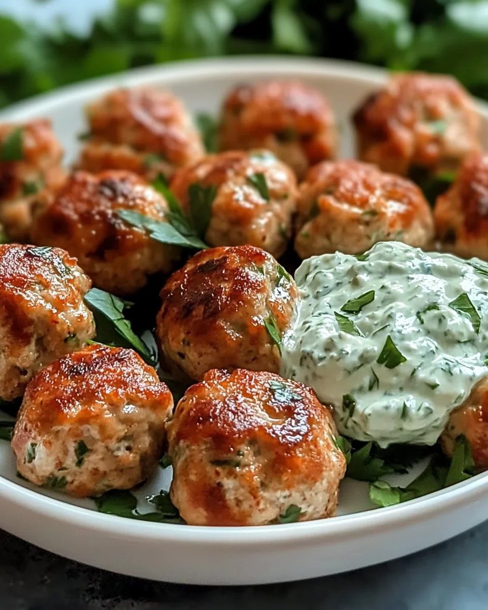 Greek Chicken Meatballs with Homemade Tzatziki Greek