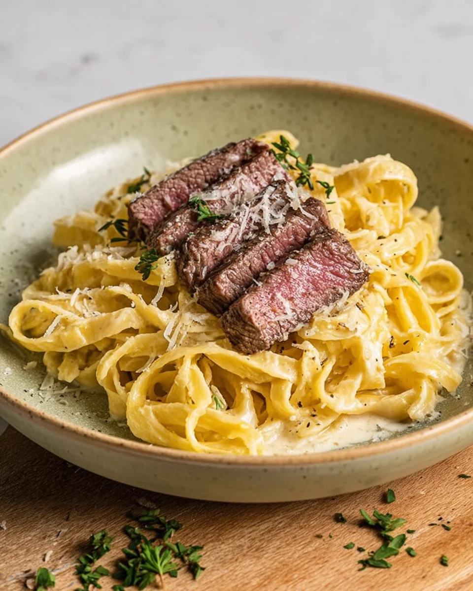 Creamy Garlic Parmesan Steak Pasta Creamy