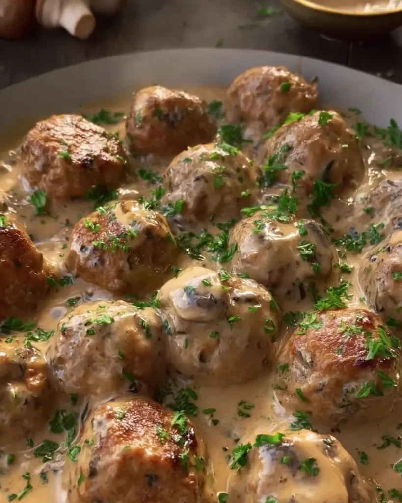 Creamy Turkey Meatballs with Mushroom Sauce Creamy Turkey Meatballs with Mushroom Sauce