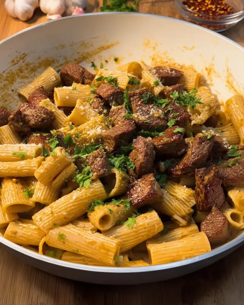 Garlic Butter Steak Rigatoni