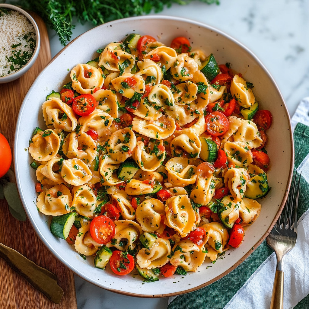 Cheese Tortellini with Summer Veggies Cheese Tortellini with Summer Veggies