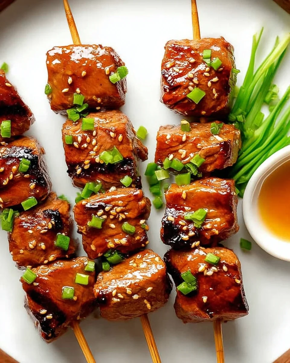 Asian Garlic Steak Skewers Asian