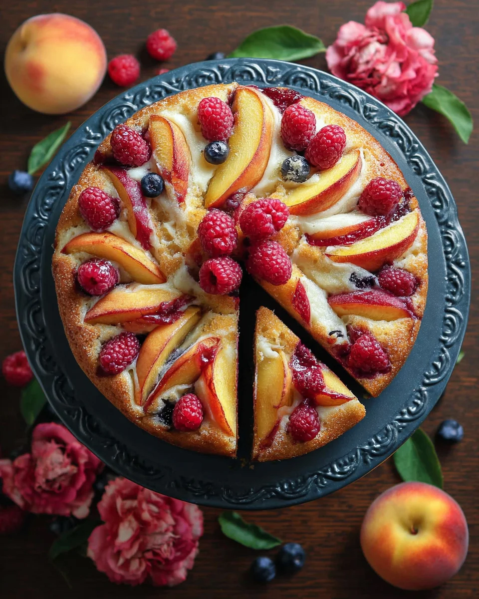 raspberry peach cake raspberry