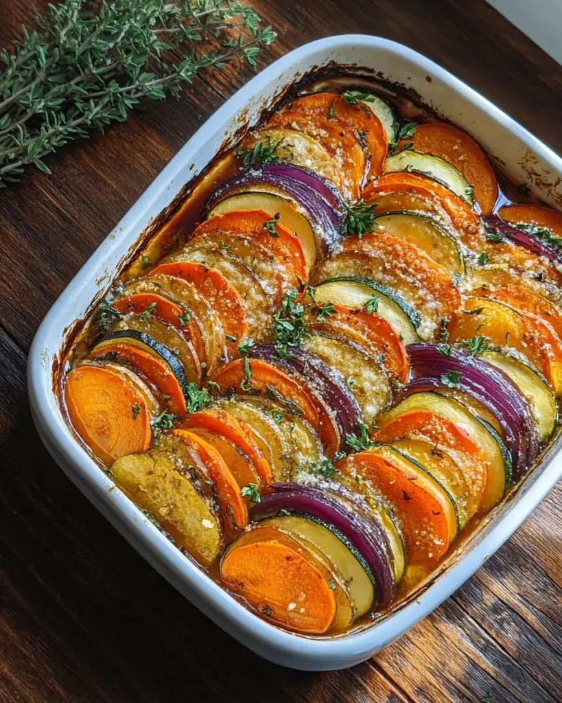 Autumn Rainbow: Crispy Vegetable and Parmesan Tian Autumn Rainbow: Crispy Vegetable and Parmesan Tian