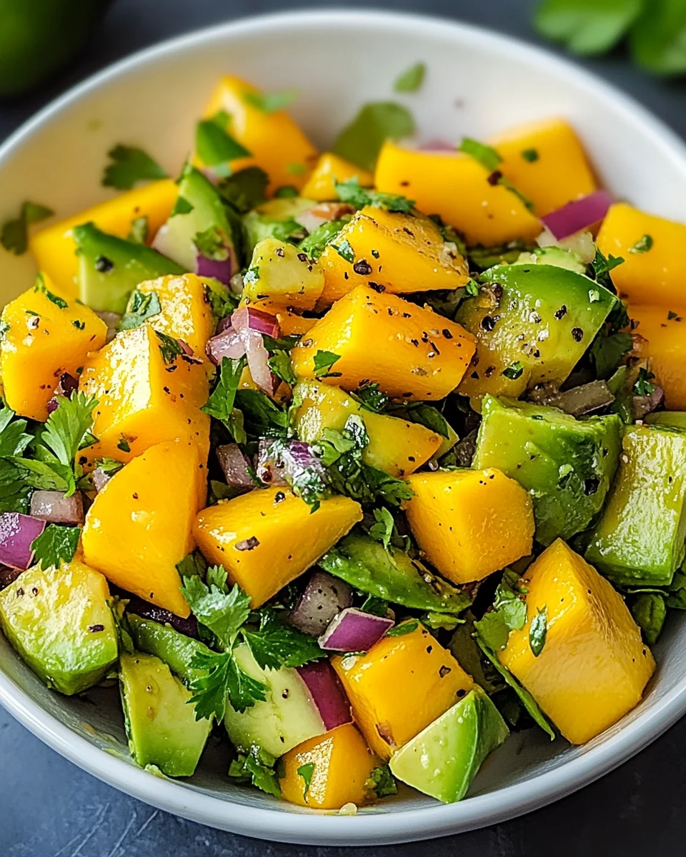 Avocado Mango Salad with a Zesty Lime Dressing Avocado