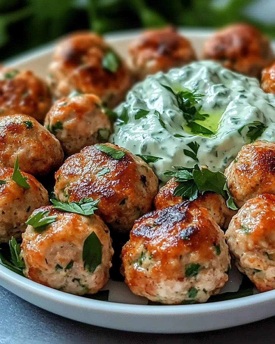 Greek Chicken Meatballs with Homemade Tzatziki Greek