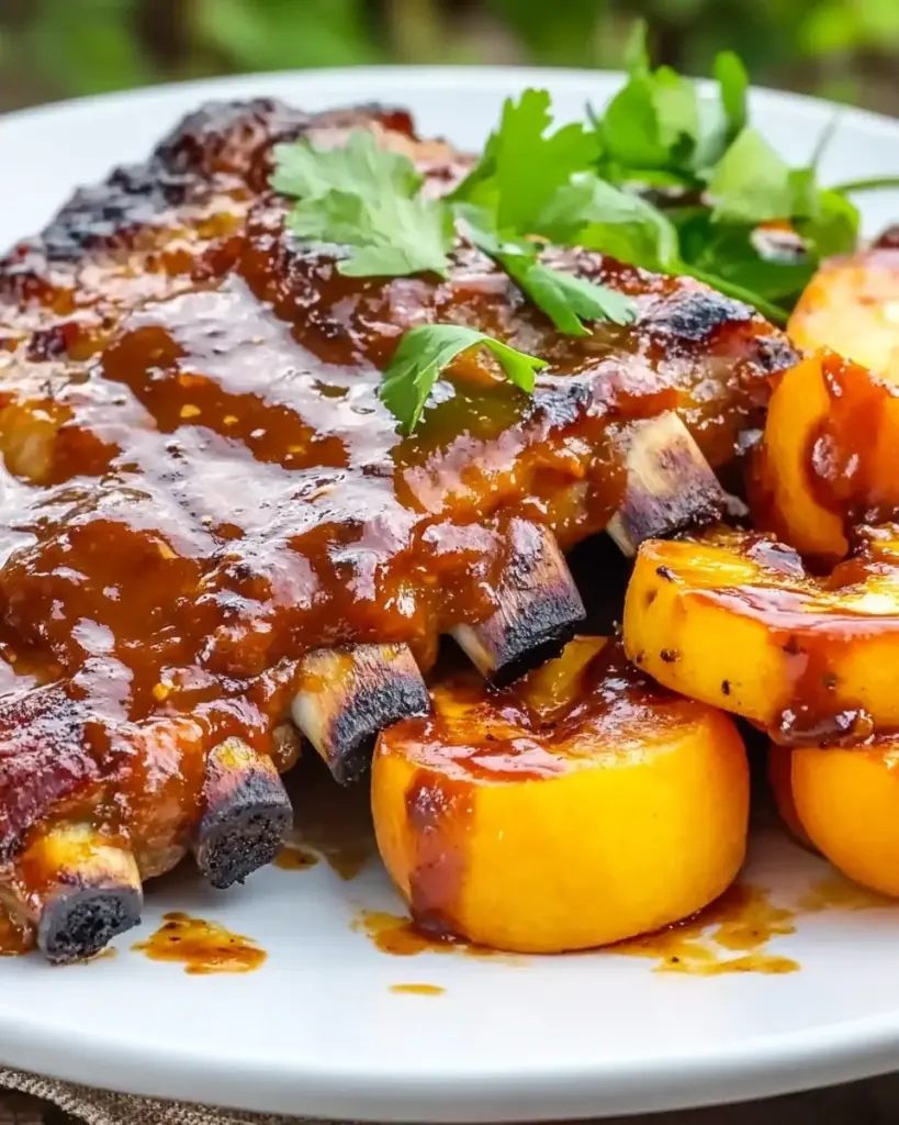 Baby Back Ribs with Balsamic-Peach BBQ Sauce Baby Back Ribs with Balsamic-Peach BBQ Sauce
