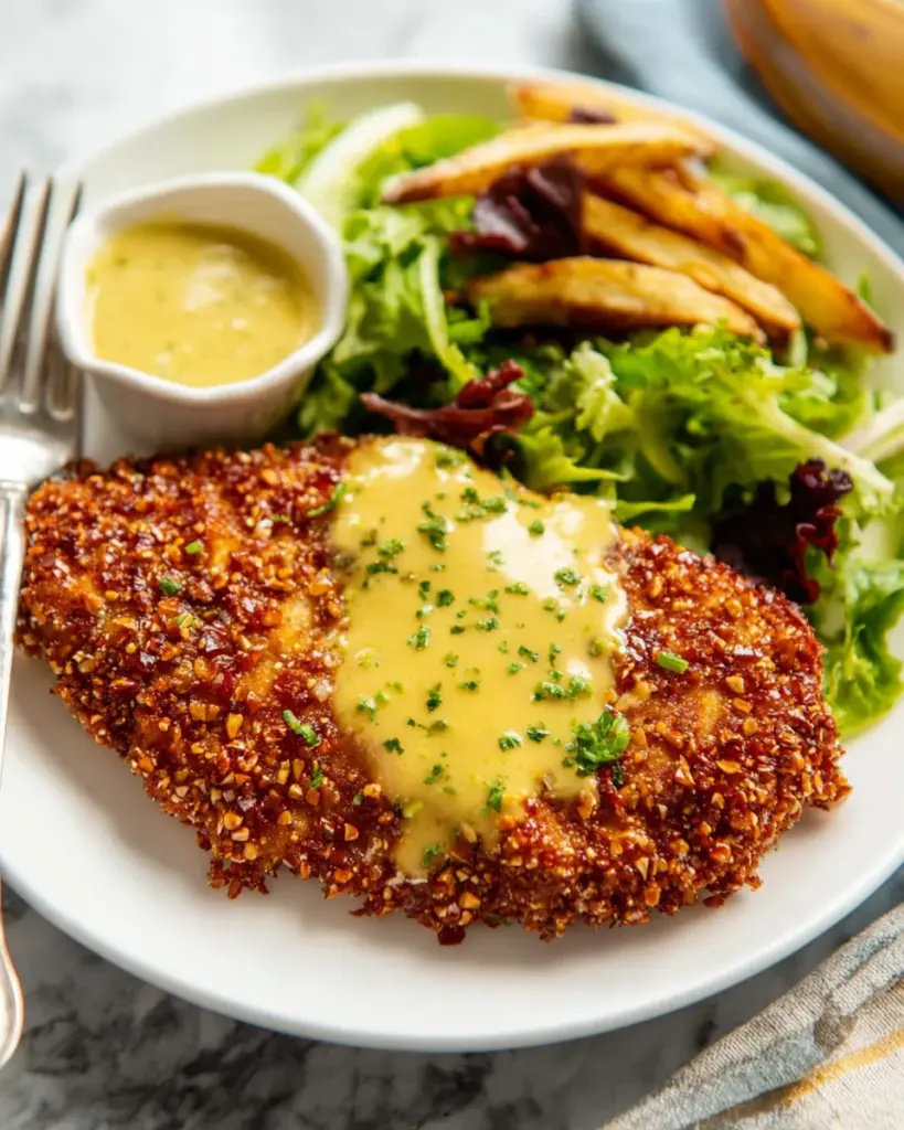 Pretzel Crusted Chicken with Honey Mustard Sauce Pretzel Crusted Chicken with Honey Mustard Sauce