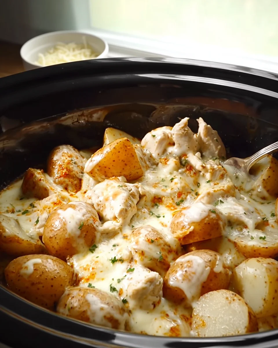 Slow Cooker Parmesan Garlic Chicken and Potatoes Slow