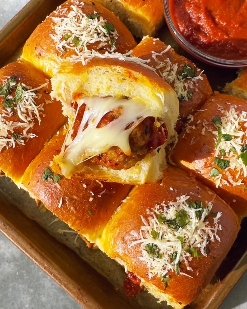 Pull-Apart Meatball Sliders with Garlic Parmesan Butter Pull-Apart