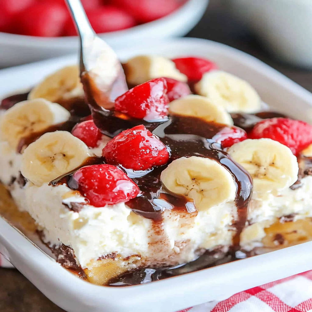 No Bake Banana Split Dessert Serving and storing