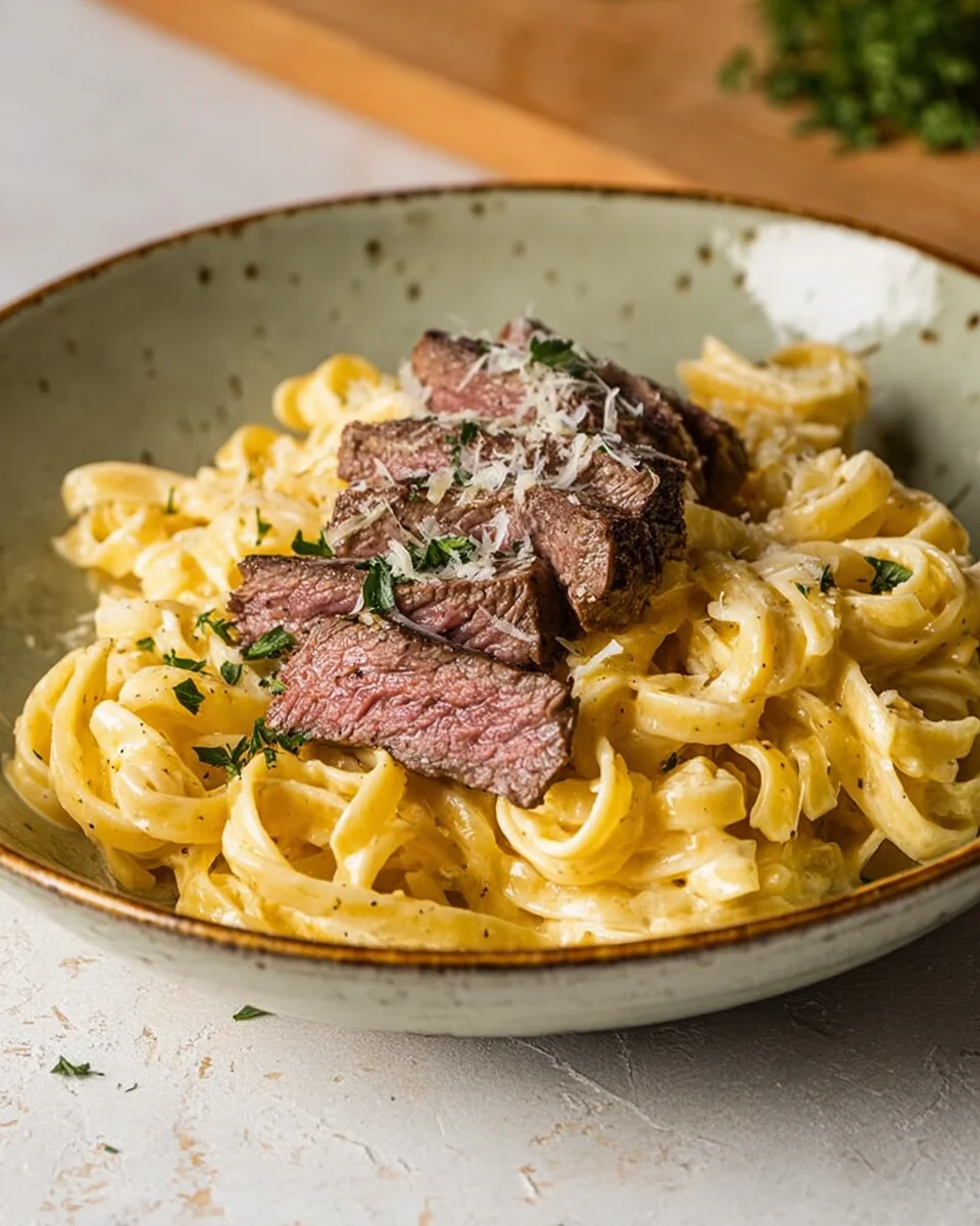 Creamy Garlic Parmesan Steak Pasta Creamy