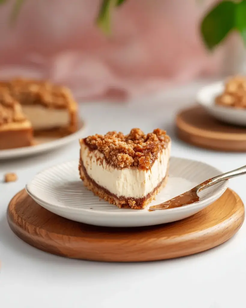VEGAN APPLE CRUMBLE CHEESECAKE