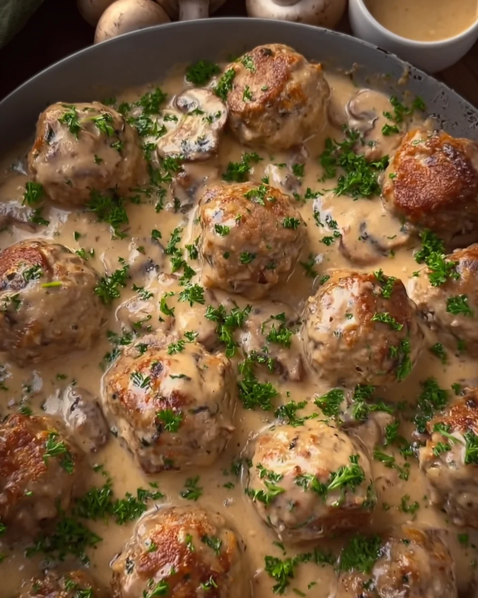 Creamy Turkey Meatballs with Mushroom Sauce Creamy