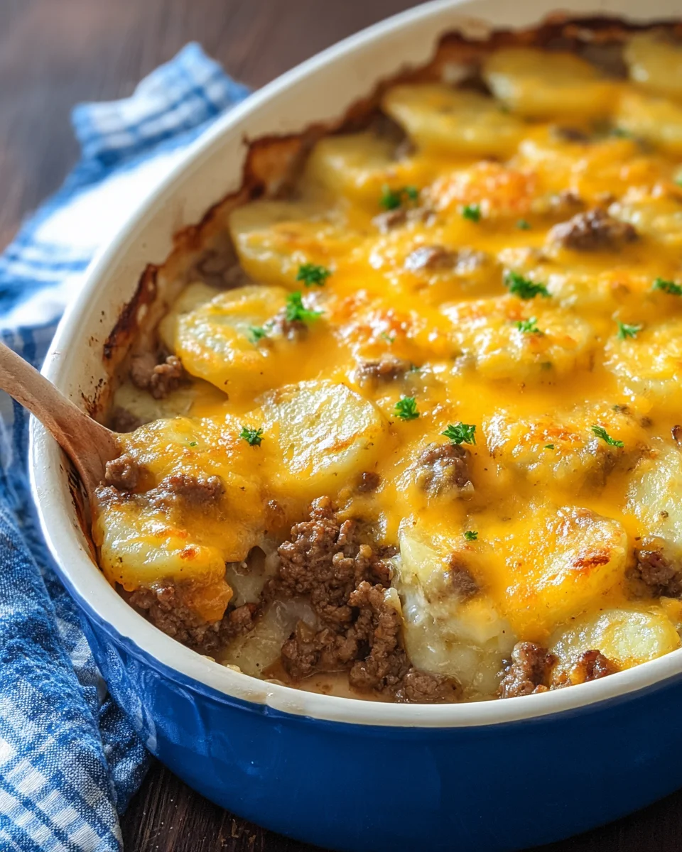 Cheesy Hamburger Potato Casserole Cheesy