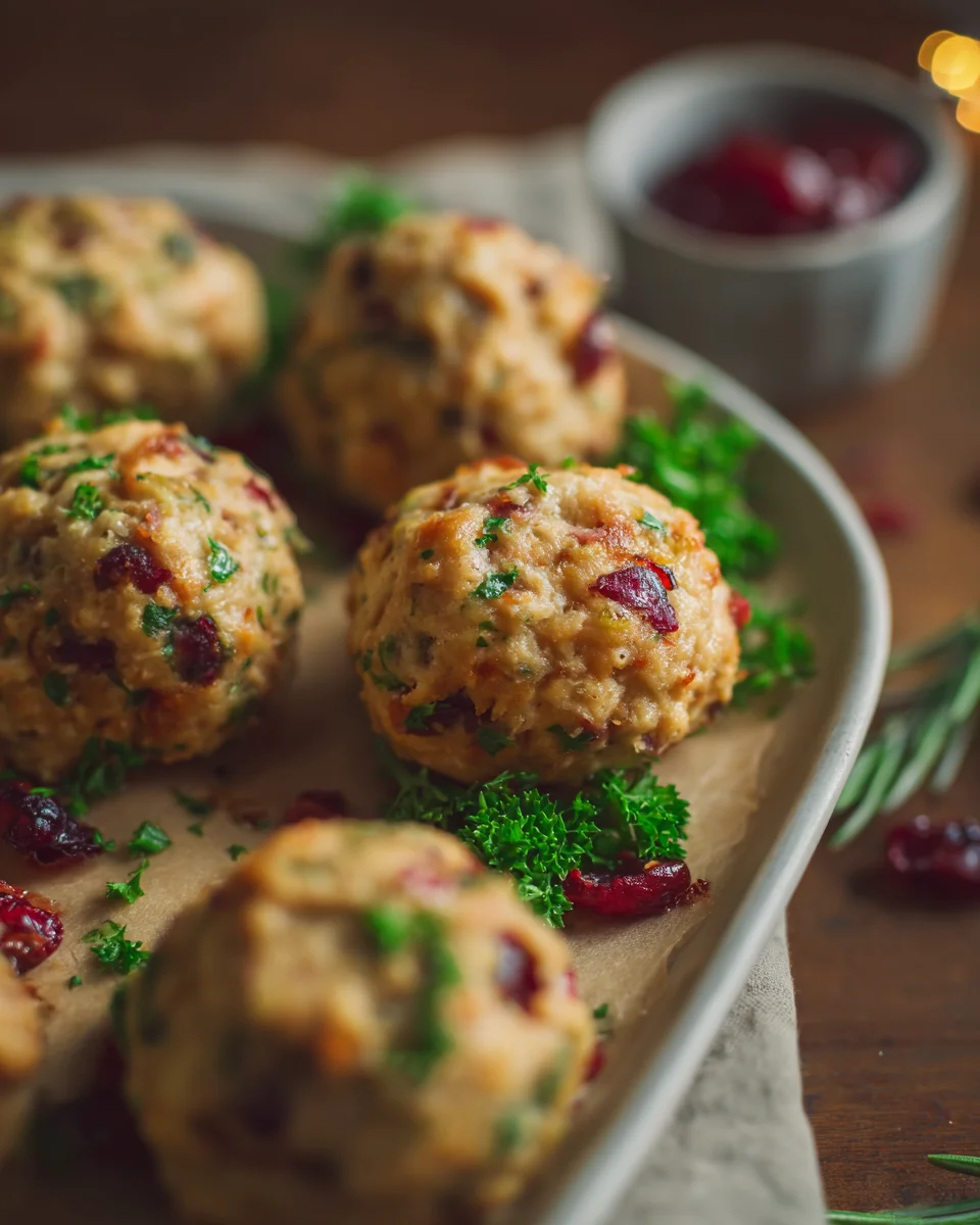 Festive Cranberry Turkey Stuffing Balls Recipe for Holidays Festive