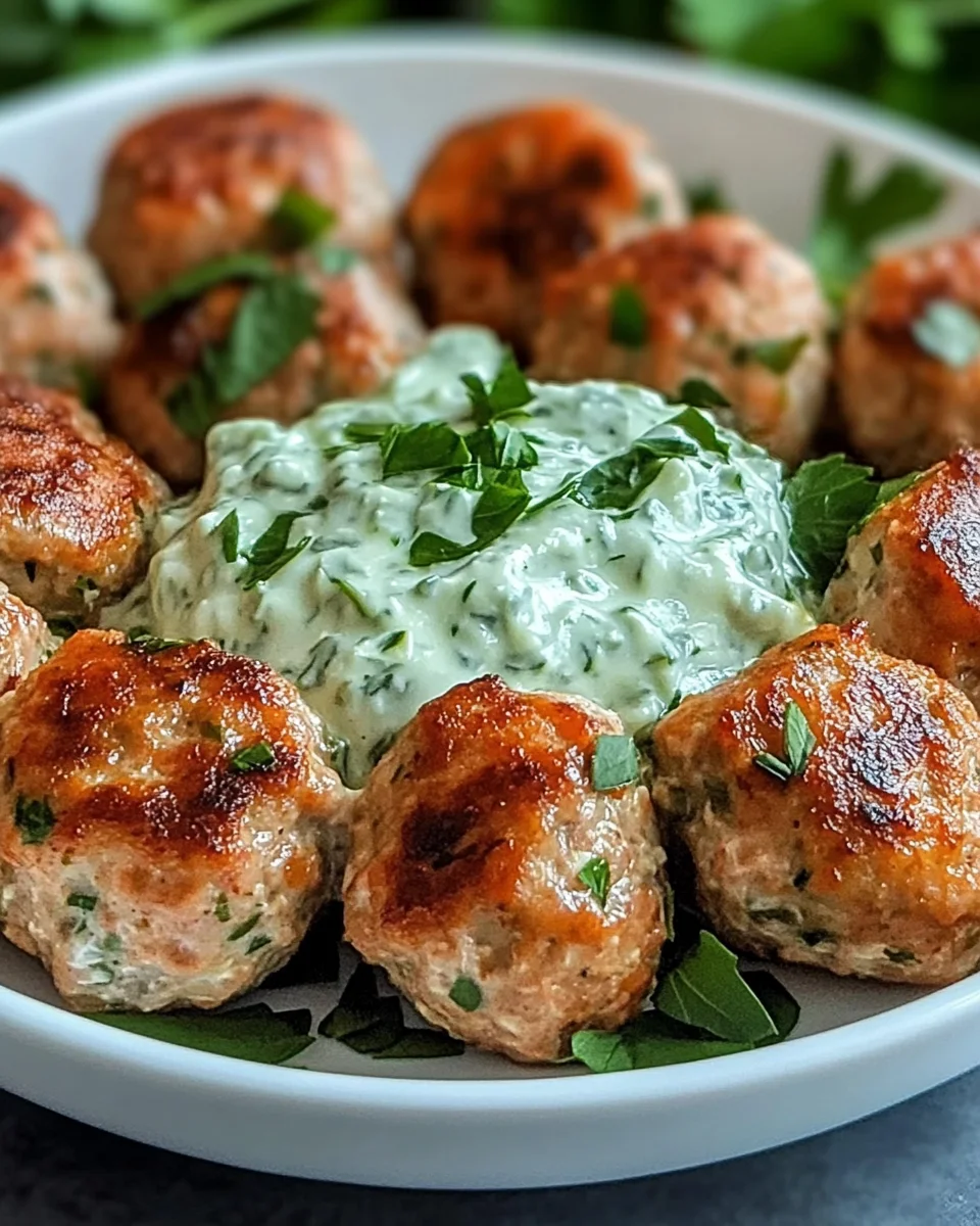 Greek Chicken Meatballs with Homemade Tzatziki Greek