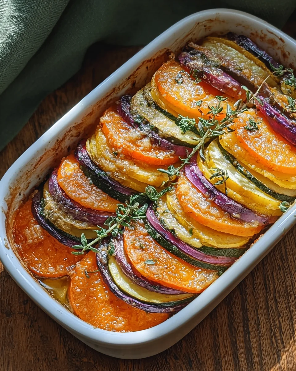 Autumn Rainbow: Crispy Vegetable and Parmesan Tian Autumn