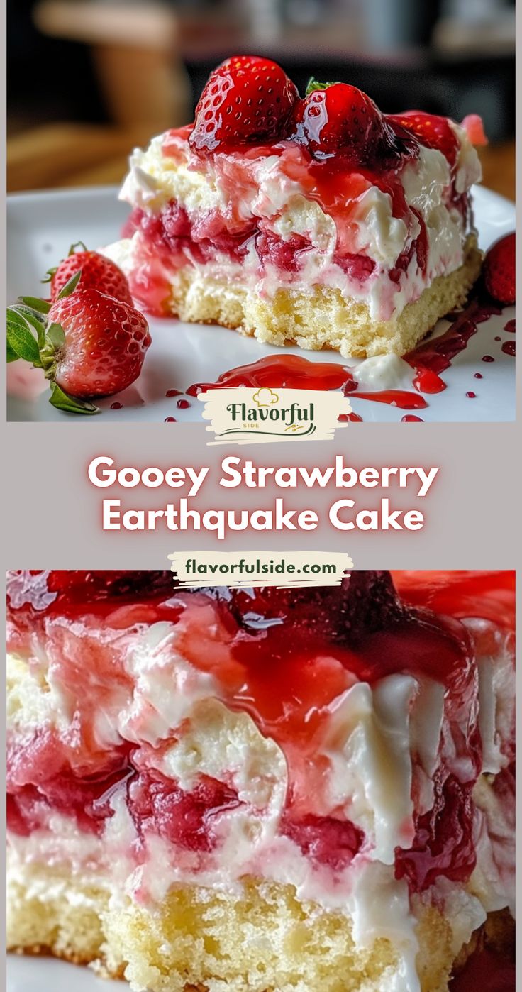 Strawberry Earthquake Cake