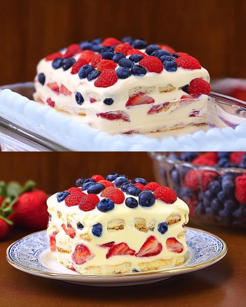 No Bake Icebox Cake with Summer Berries No