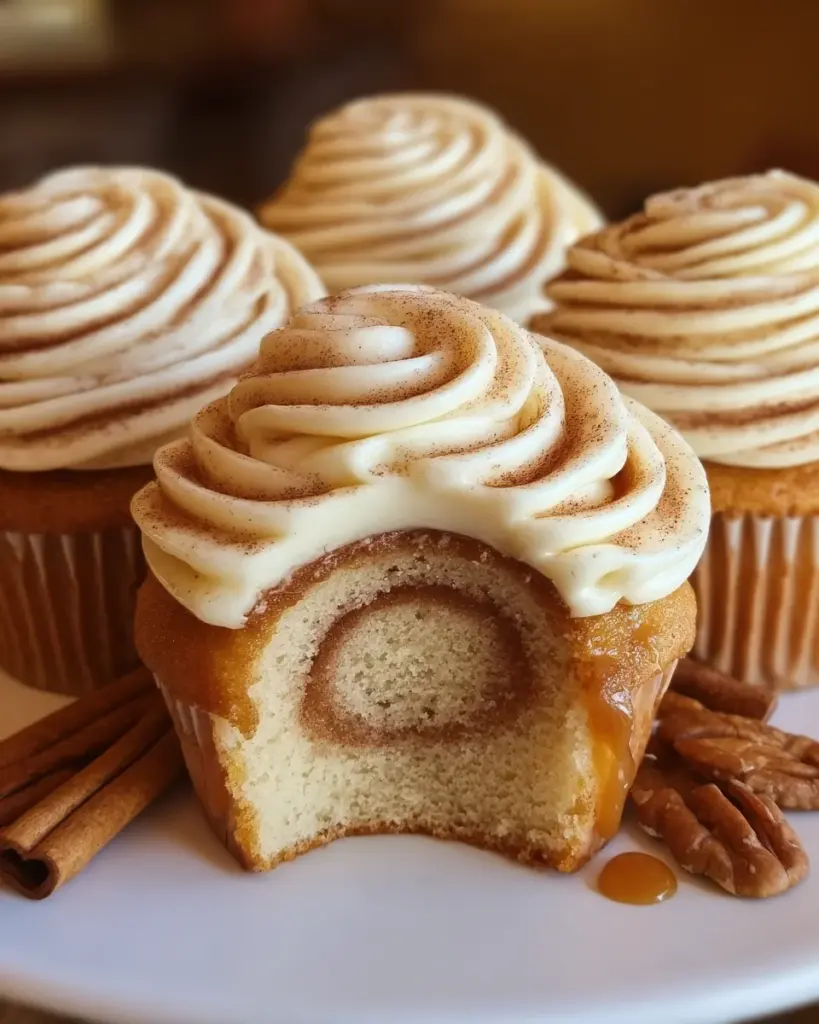 Cinnamon Roll Cupcakes With Swirl Frosting