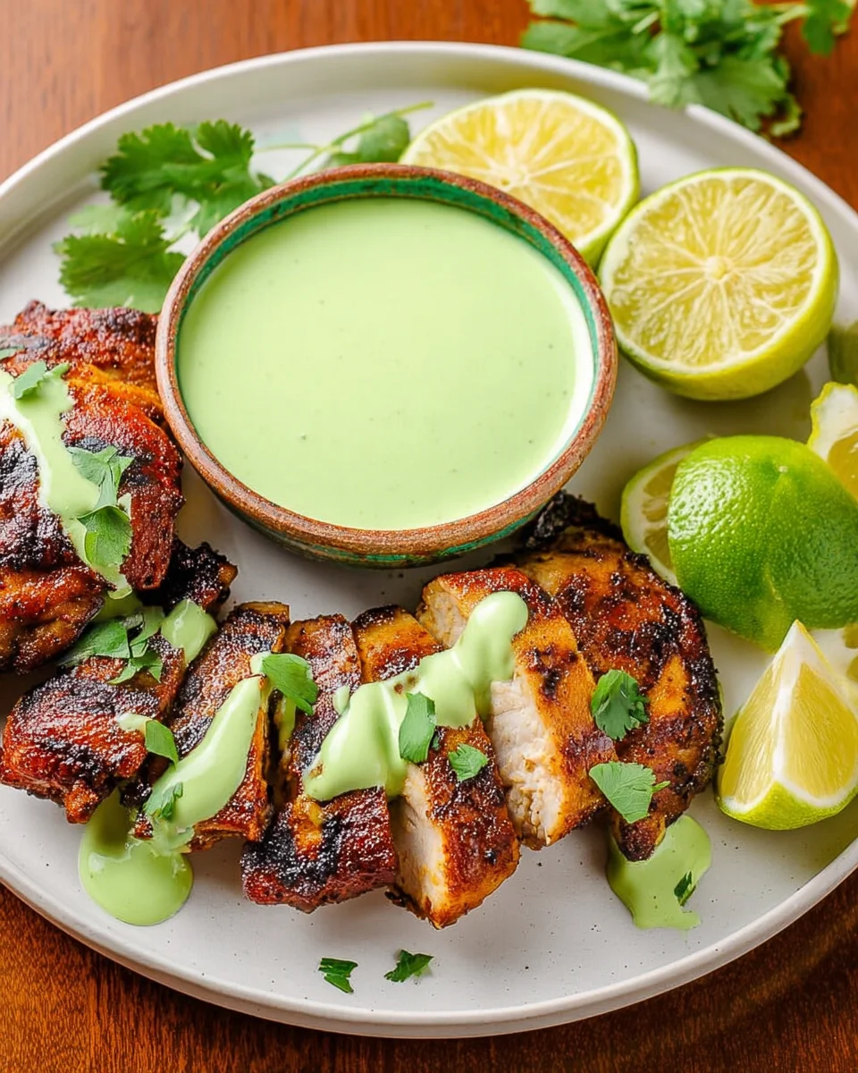 Peruvian Grilled Chicken with Creamy Green Sauce Peruvian