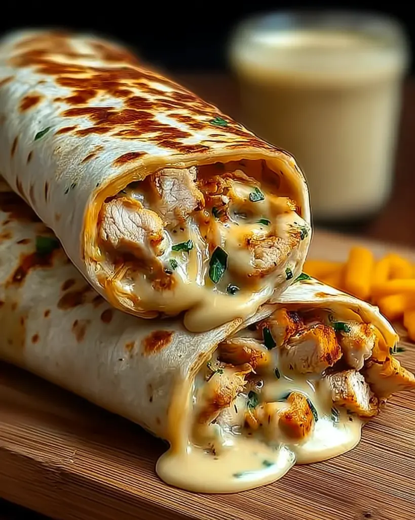 Cheesy Garlic Chicken Wraps