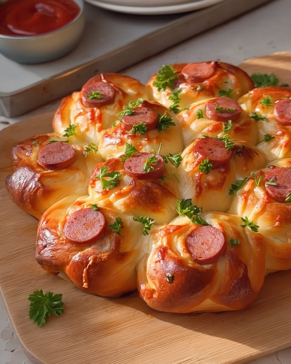 Flower Buns with Cheese and Sausage Flower