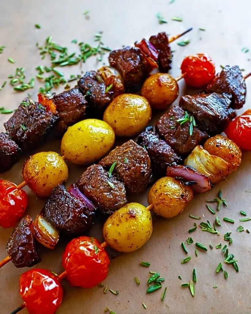 Rosemary Garlic Steak Kebabs