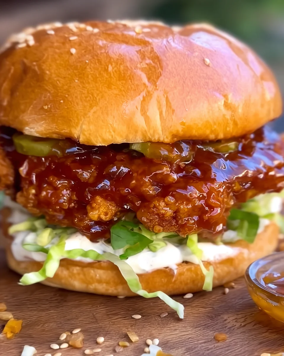 Crispy hot honey chicken burgers Crispy