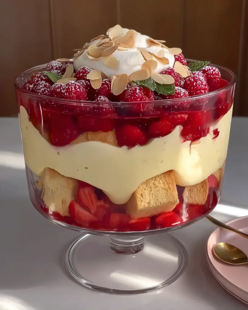 Raspberry and almond trifle Raspberry and almond trifle