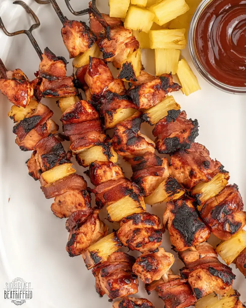 BBQ CHICKEN BACON PINEAPPLE KABOBS
