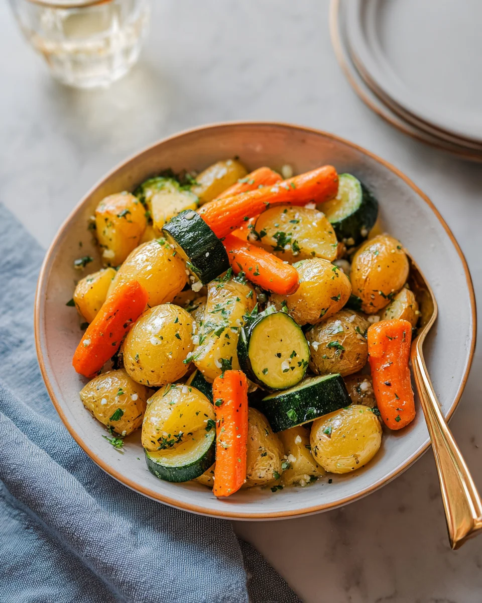 Garlic Herb Roasted Potatoes Carrots and Zucchini Garlic