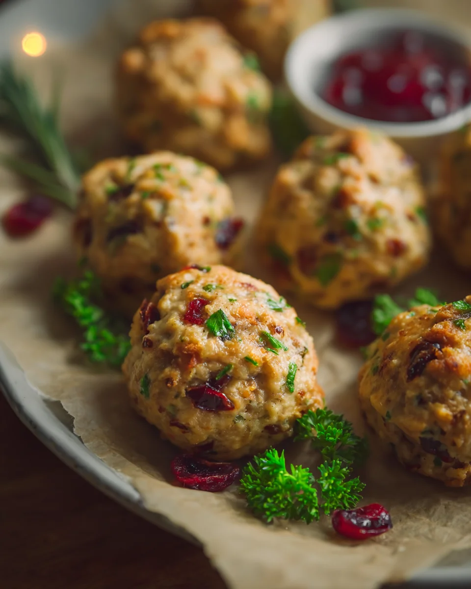 Festive Cranberry Turkey Stuffing Balls Recipe for Holidays Festive